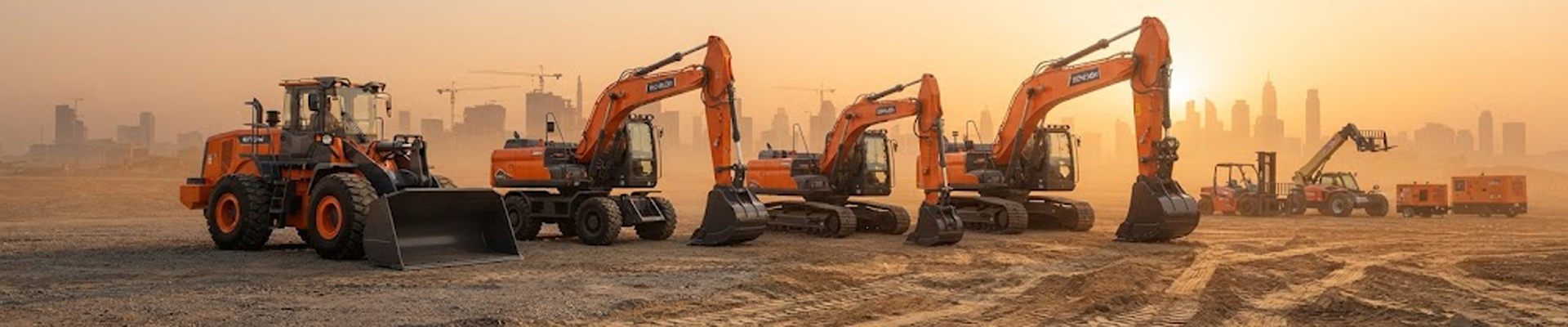 Wheel loader moving earth on a dusty construction site