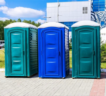 Portable toilet cabin with two cubicles